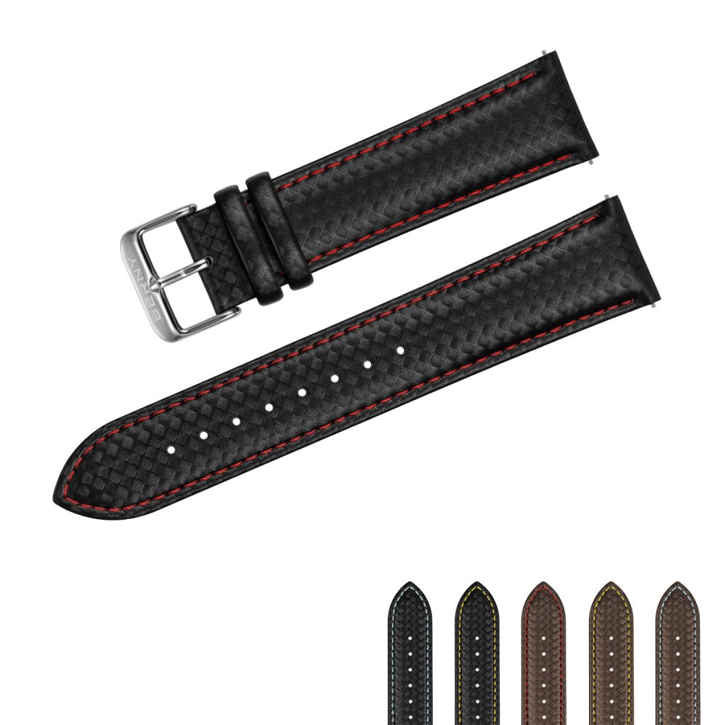 BERNY-Carbon Fiber Leather Quick Release Montre Bracelet