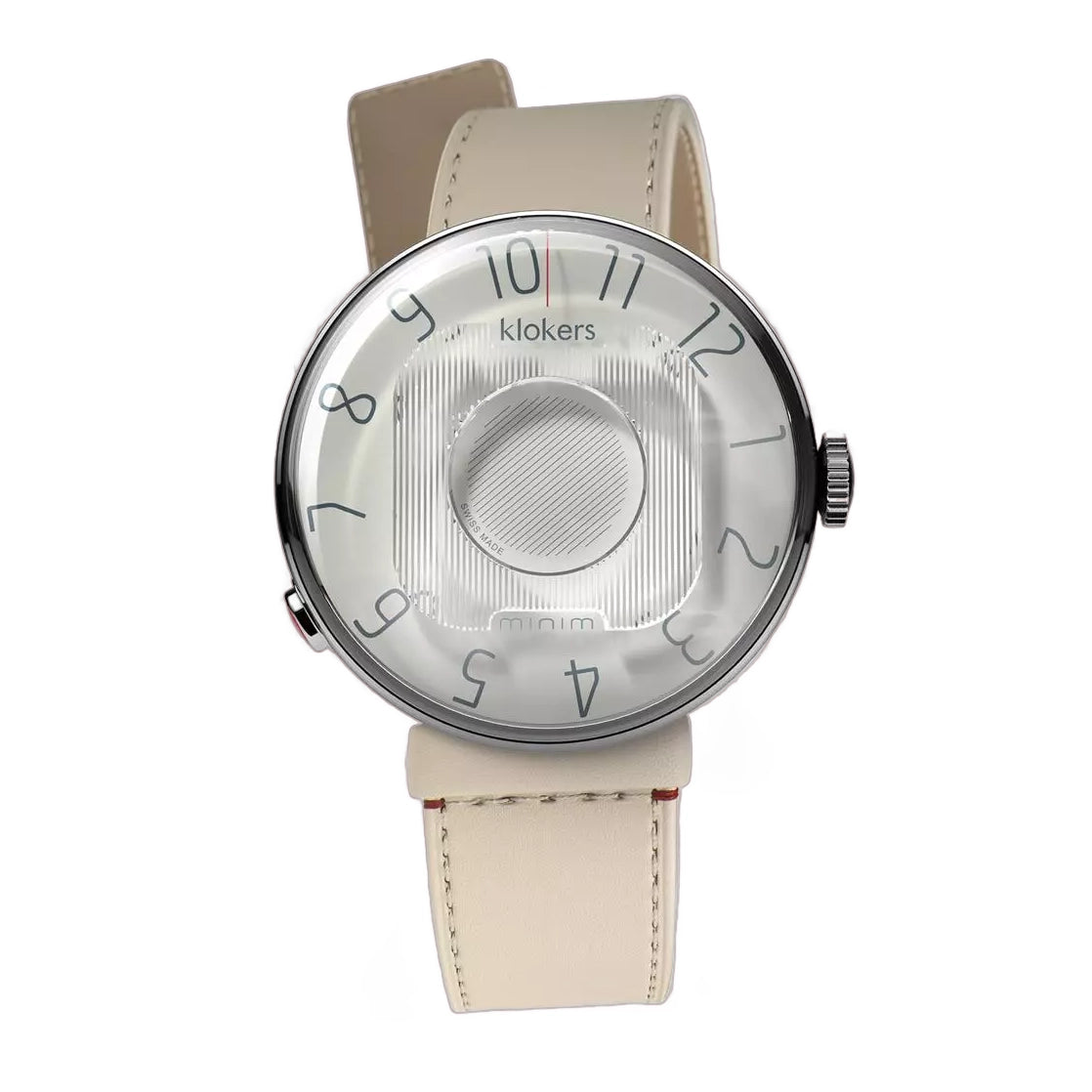 Montre Klokers KLOK 08 MINIM blanc Ø39 + bracelet offert cuir caramel
