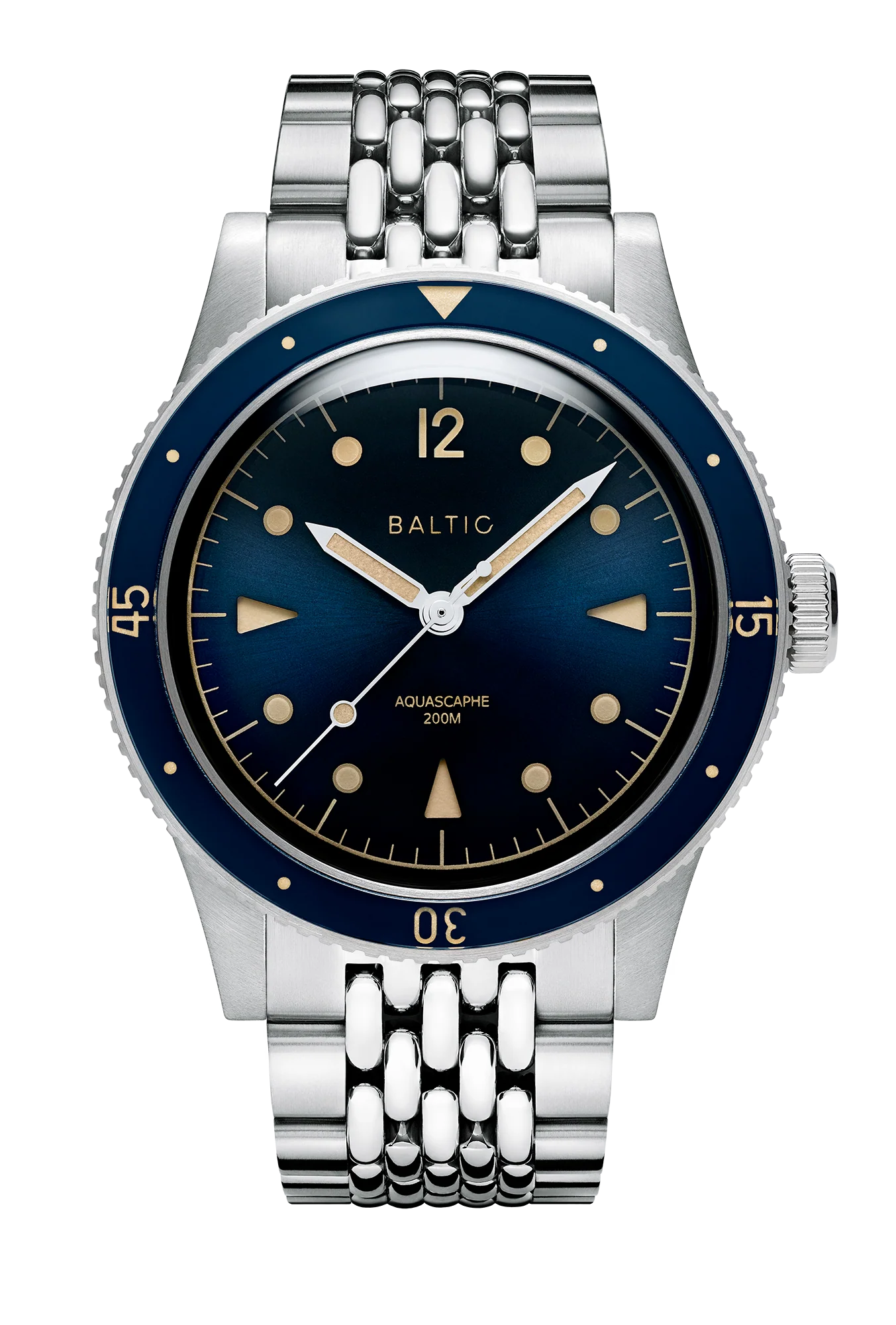 Baltic Aquascaphe Classic Bleu Gilt avec bracelet acier grain de riz