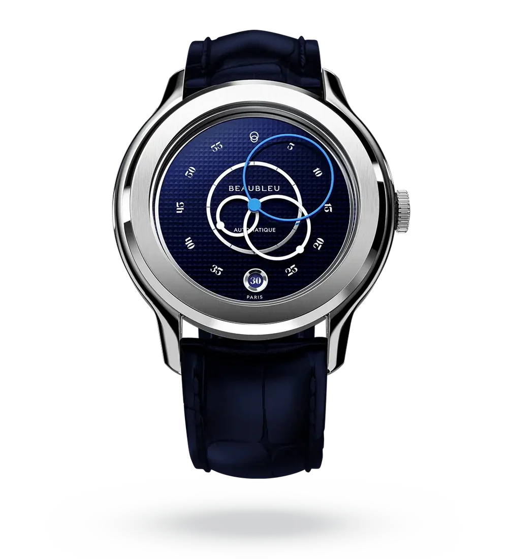 Beaubleu Ecce Smalt automatique avec cadran bleu et aiguilles circulaires